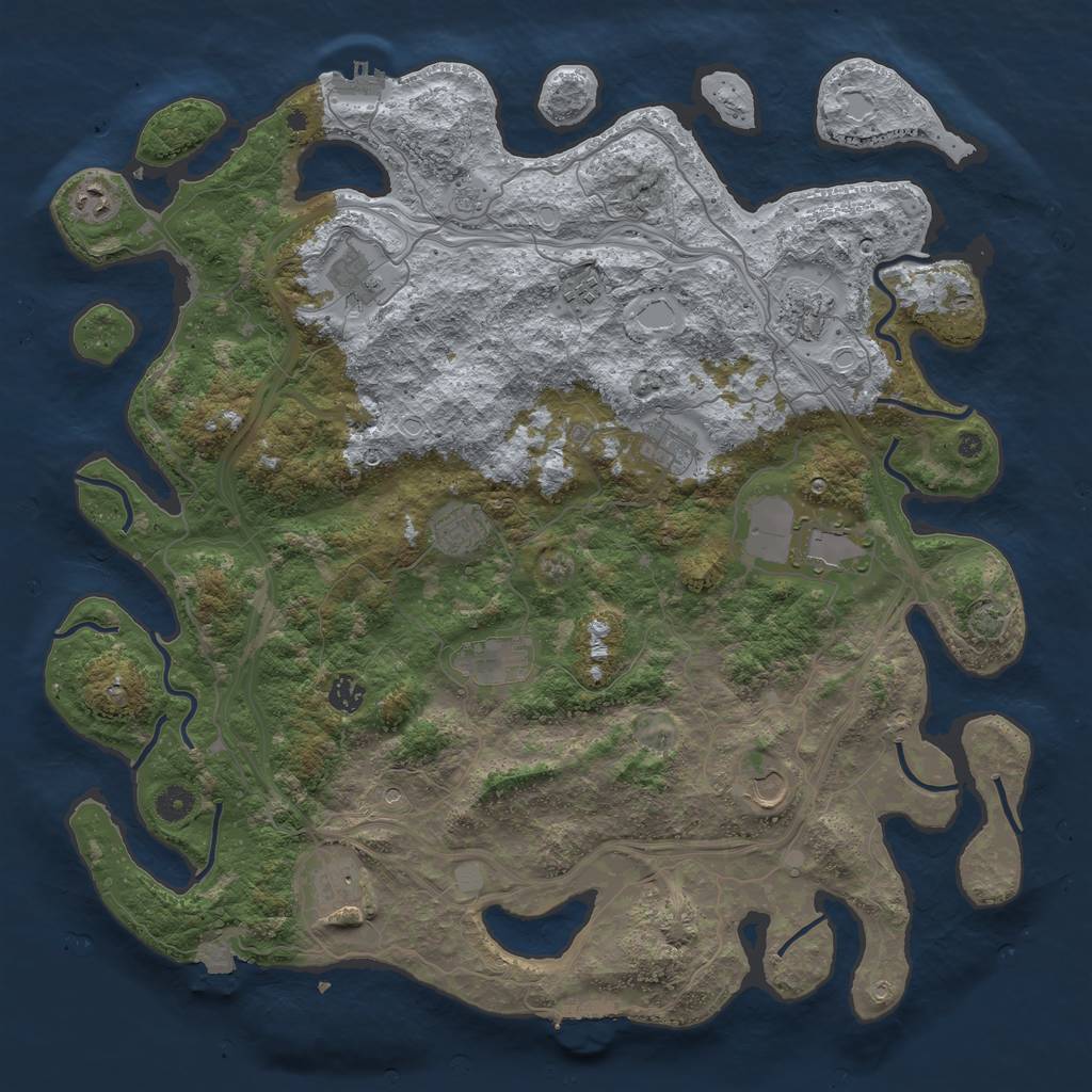 Rust Map: Procedural Map, Size: 4500, Seed: 1765131757, 19 Monuments