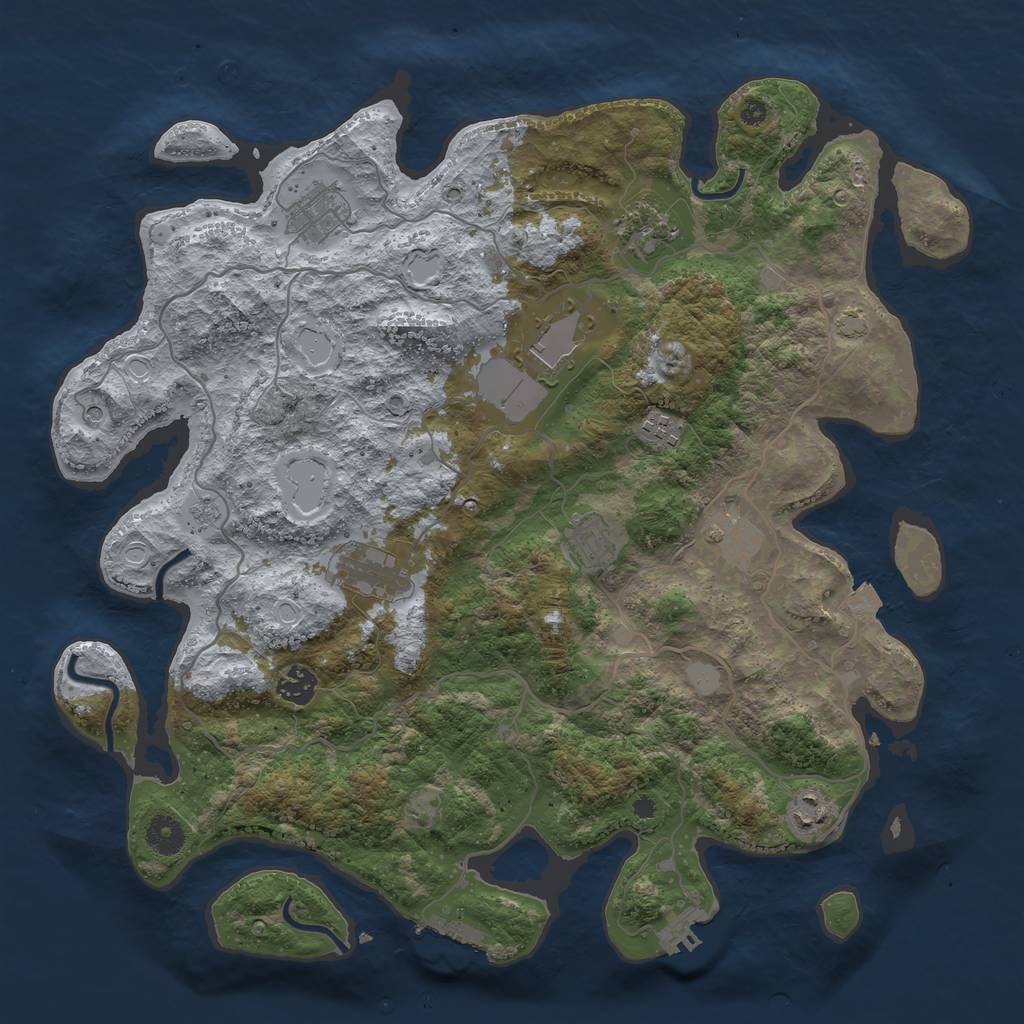 Rust Map: Procedural Map, Size: 4000, Seed: 19011984, 17 Monuments