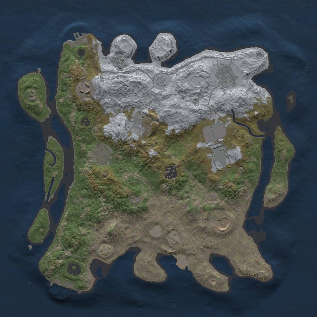 Rust Map: Procedural Map, Size: 3500, Seed: 1825736251, 16 Monuments