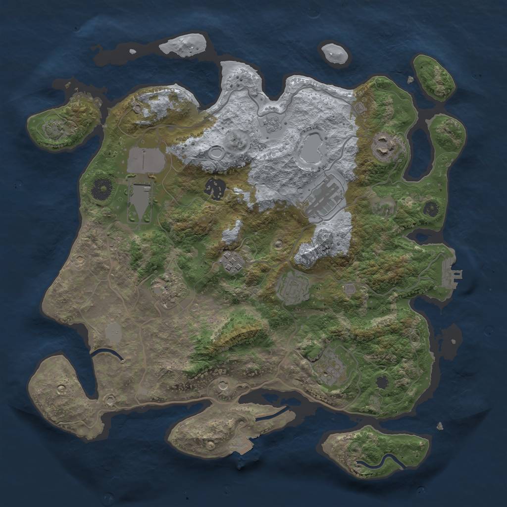 Rust Map: Procedural Map, Size: 3500, Seed: 1957018275, 15 Monuments