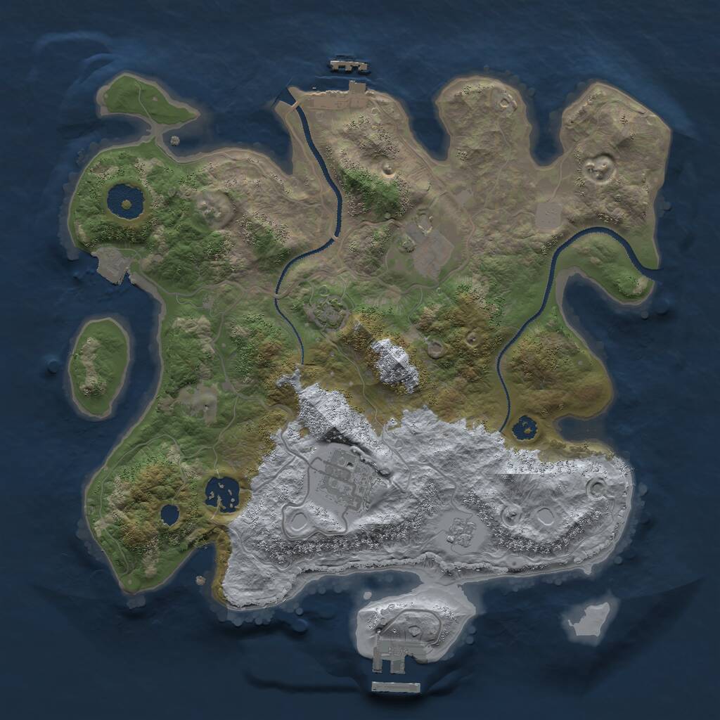 Rust Map: Procedural Map, Size: 3000, Seed: 499320179, 8 Monuments