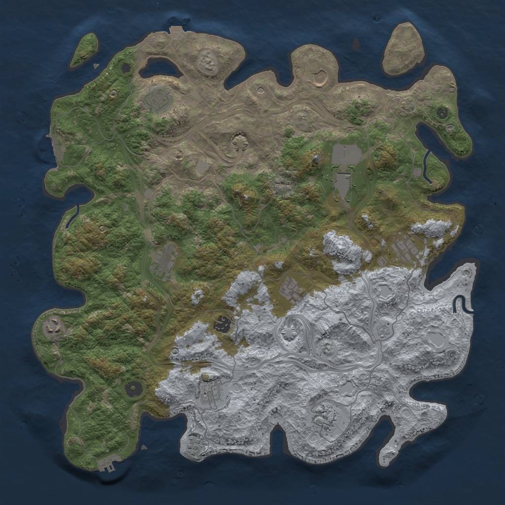 Rust Map: Procedural Map, Size: 4500, Seed: 1238705449, 19 Monuments
