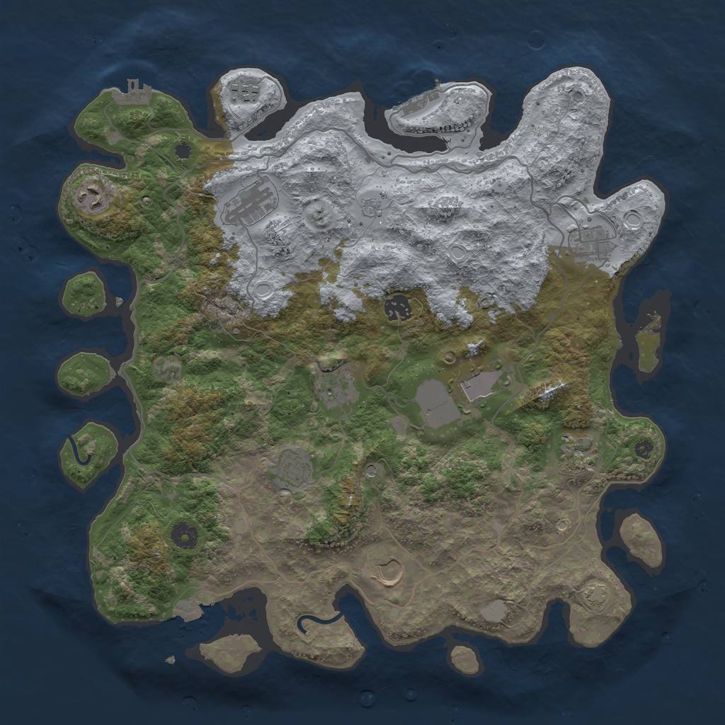 Rust Map: Procedural Map, Size: 4000, Seed: 400937927, 18 Monuments