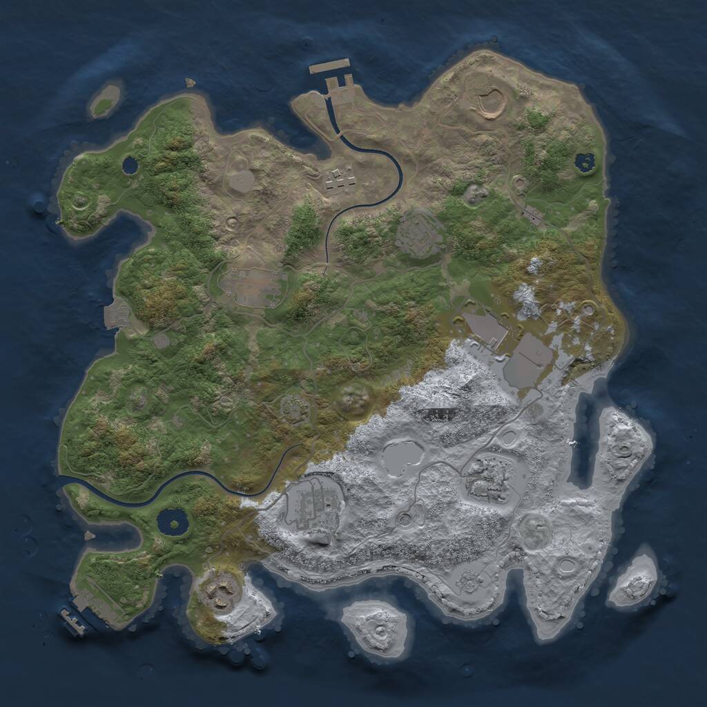 Rust Map: Procedural Map, Size: 3500, Seed: 168996740, 14 Monuments