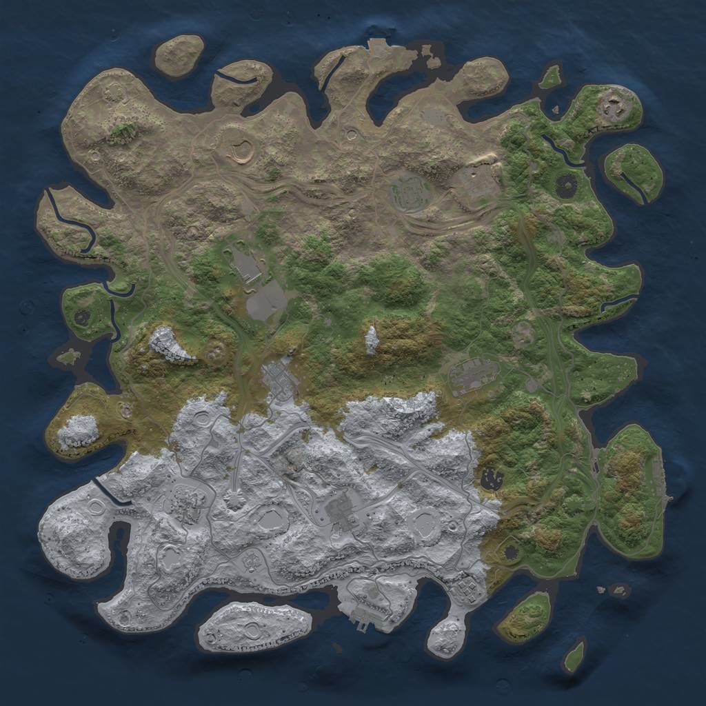 Rust Map: Procedural Map, Size: 4500, Seed: 663557652, 19 Monuments
