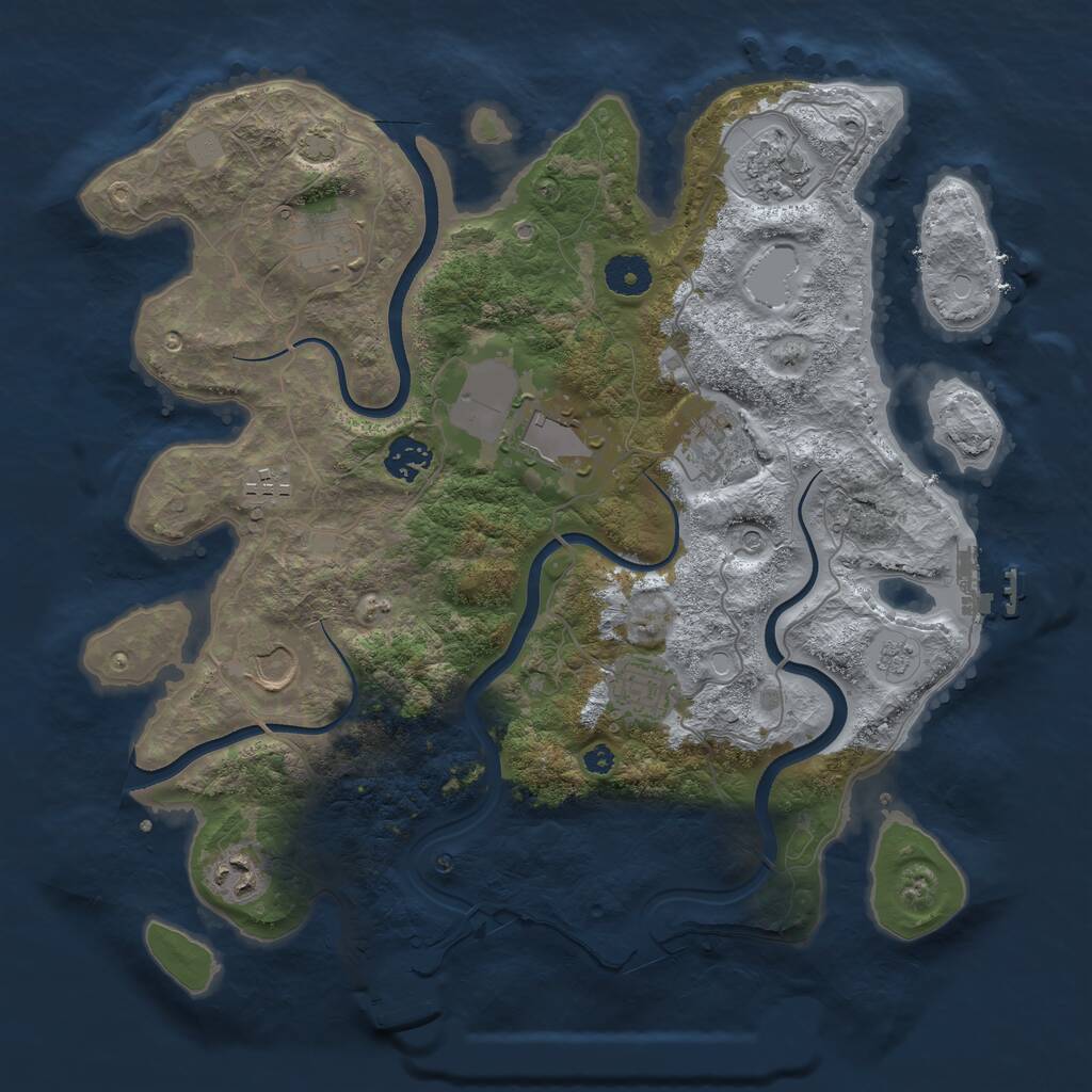 Rust Map: Procedural Map, Size: 3679, Seed: 157, 15 Monuments