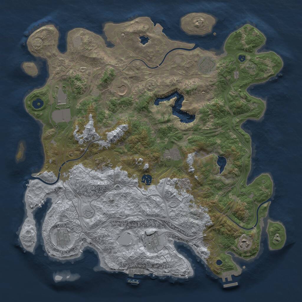 Rust Map: Procedural Map, Size: 4250, Seed: 238780409, 16 Monuments