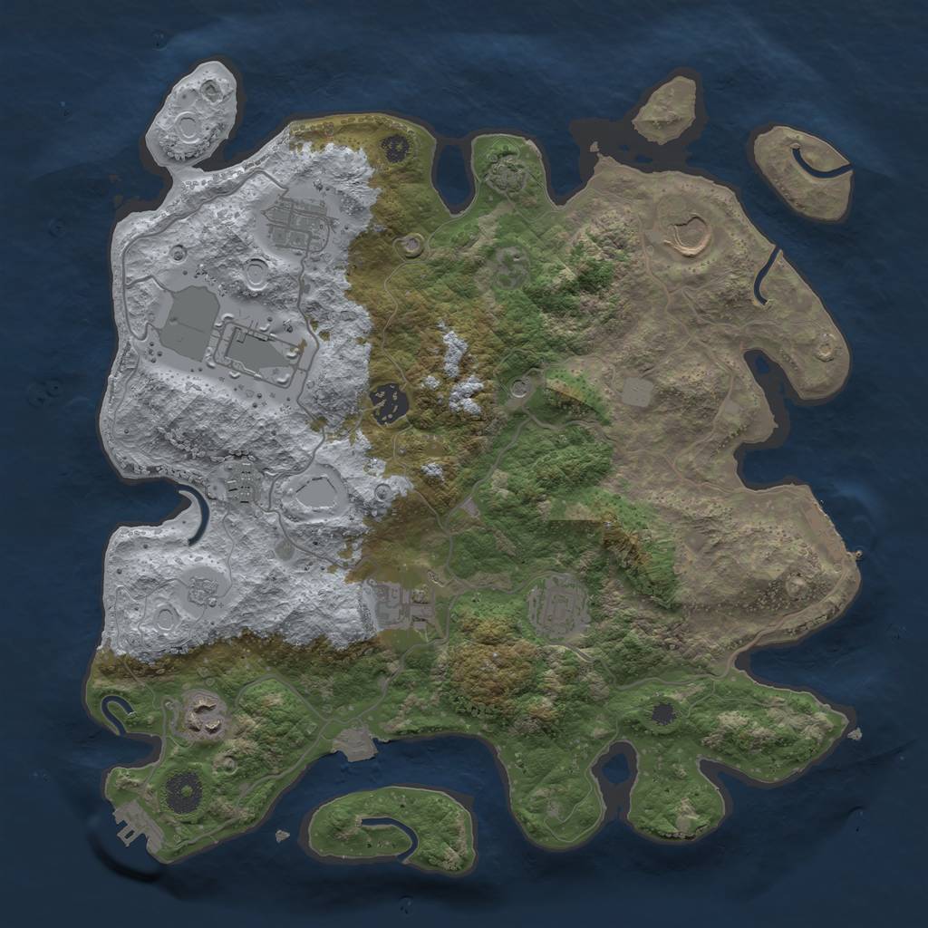 Rust Map: Procedural Map, Size: 3500, Seed: 471859298, 16 Monuments