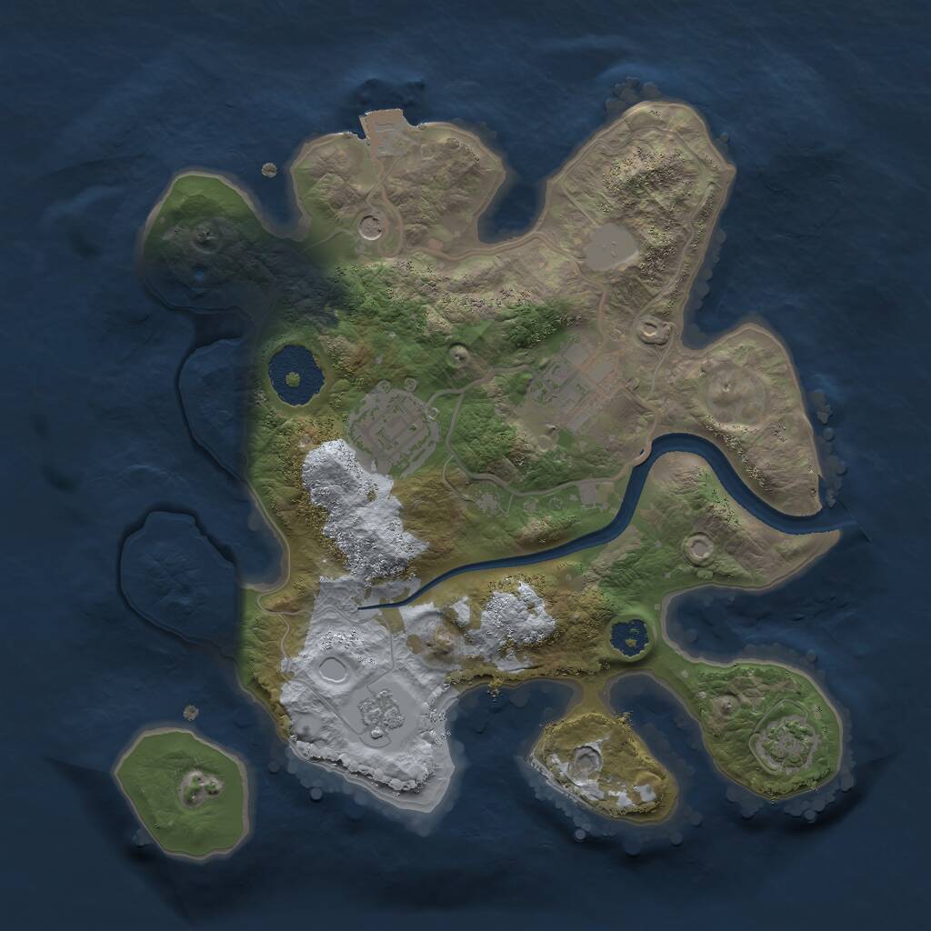Rust Map: Procedural Map, Size: 2500, Seed: 9052, 6 Monuments