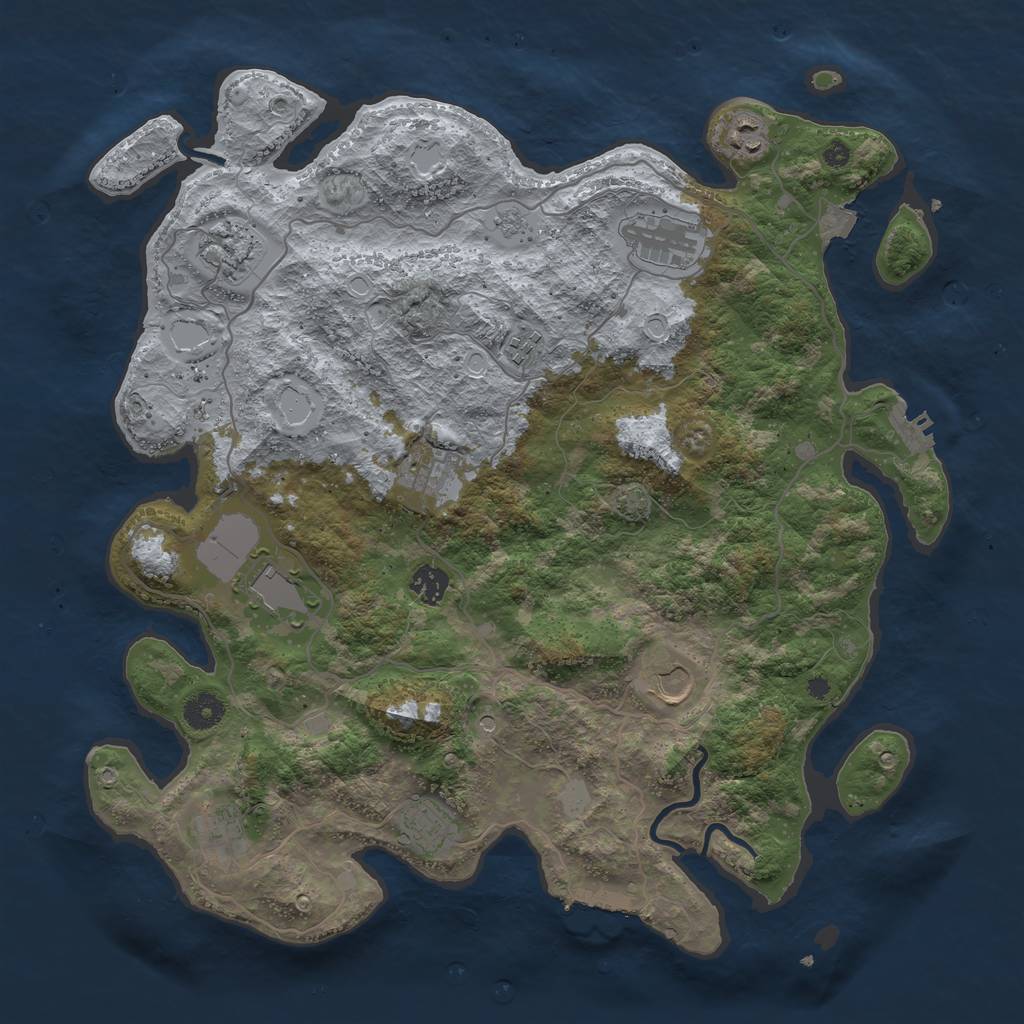 Rust Map: Procedural Map, Size: 4050, Seed: 1267531698, 18 Monuments