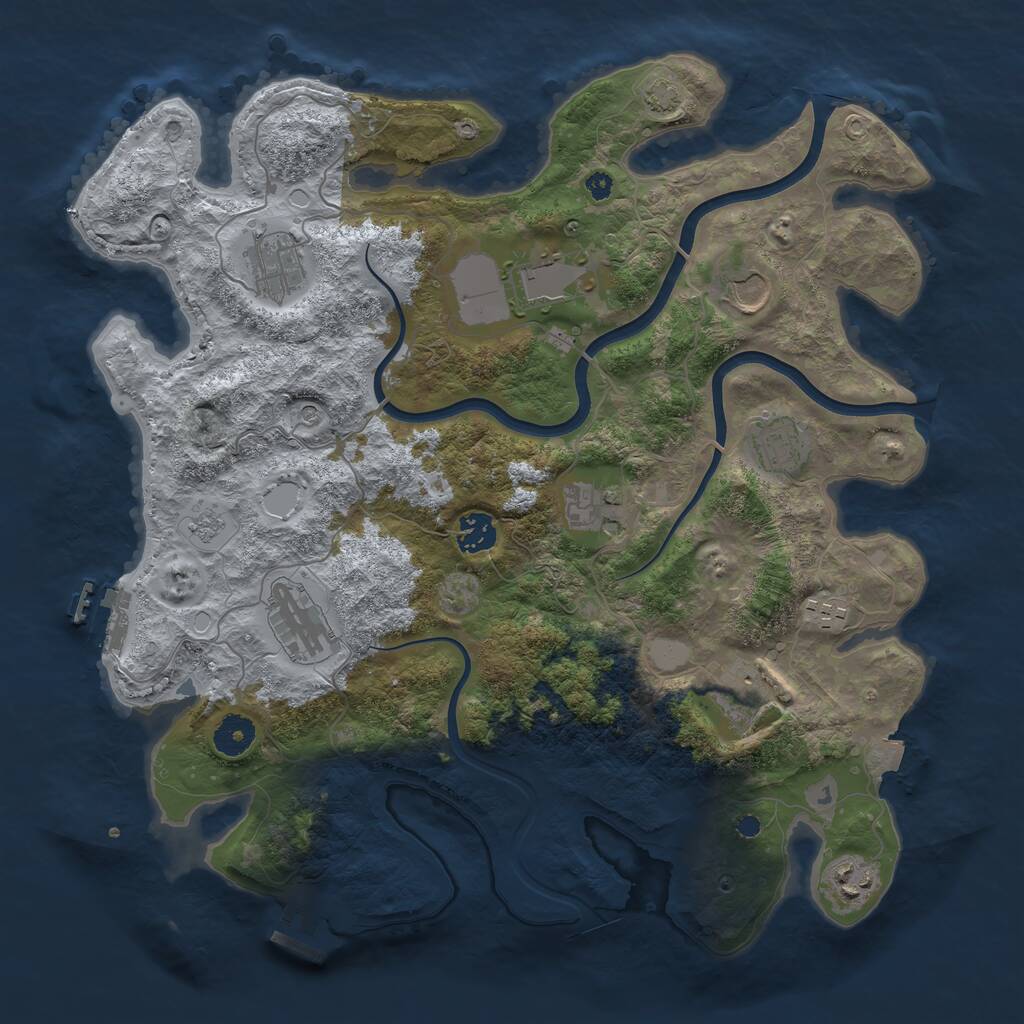 Rust Map: Procedural Map, Size: 3800, Seed: 1163591267, 16 Monuments