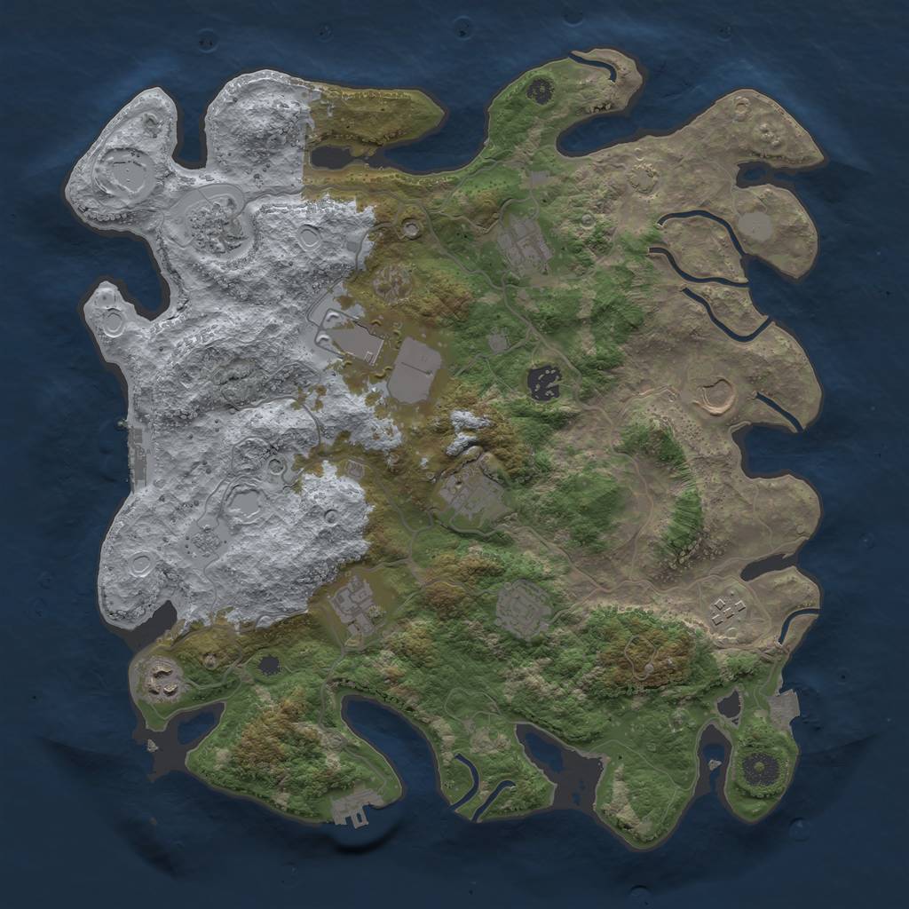 Rust Map: Procedural Map, Size: 3800, Seed: 1163591267, 18 Monuments