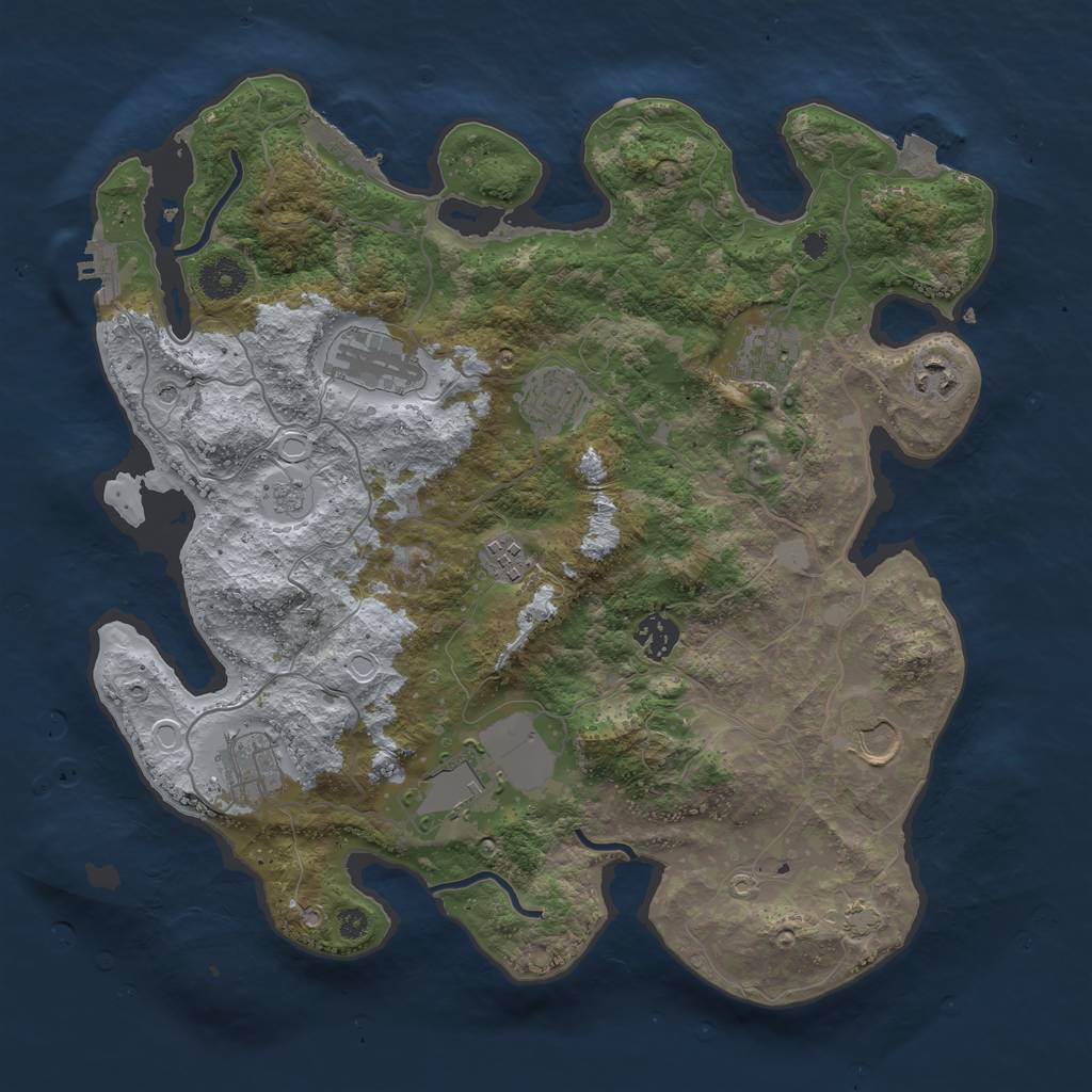 Rust Map: Procedural Map, Size: 3700, Seed: 1351629275, 17 Monuments