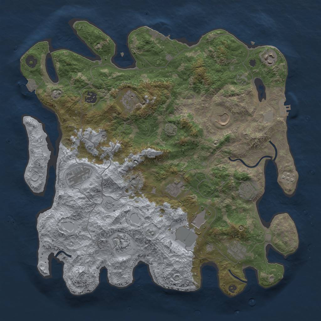 Rust Map: Procedural Map, Size: 4000, Seed: 1245953020, 19 Monuments