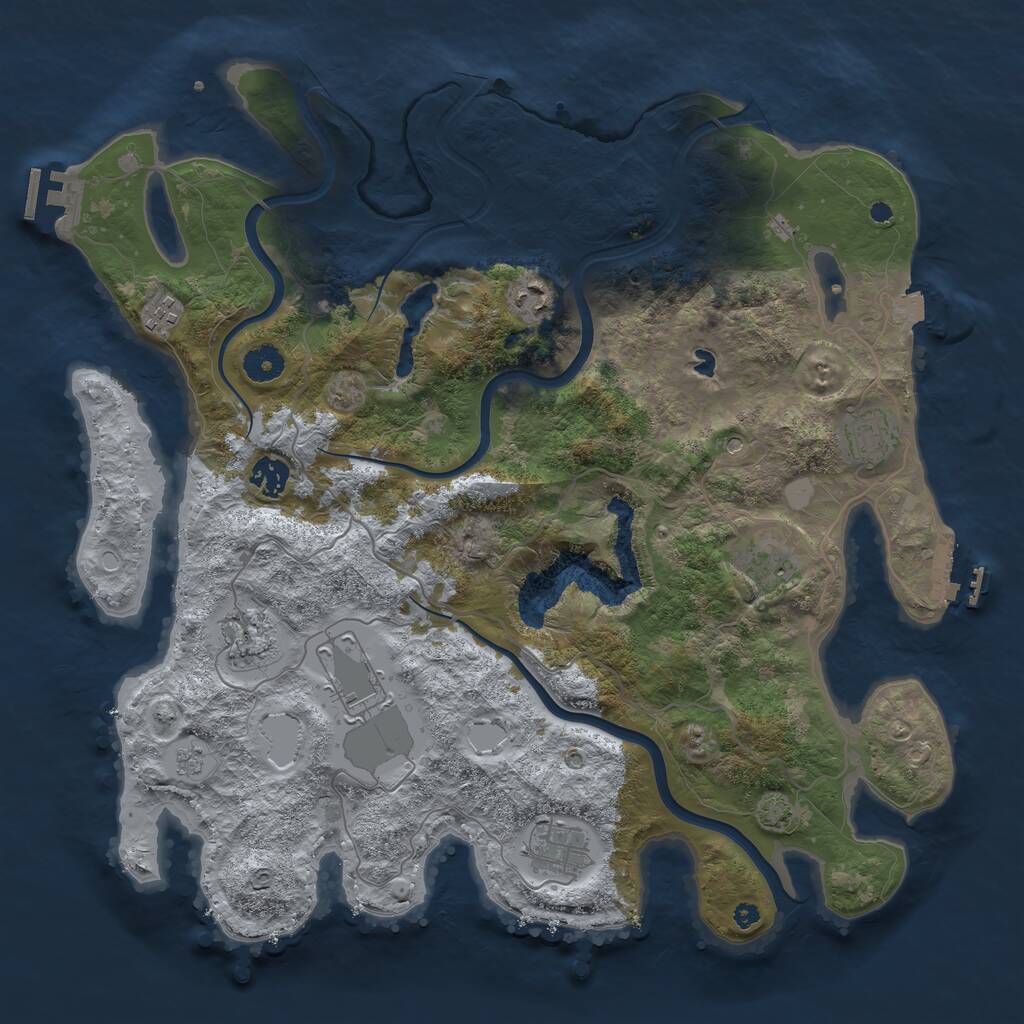 Rust Map: Procedural Map, Size: 4000, Seed: 1245953020, 14 Monuments
