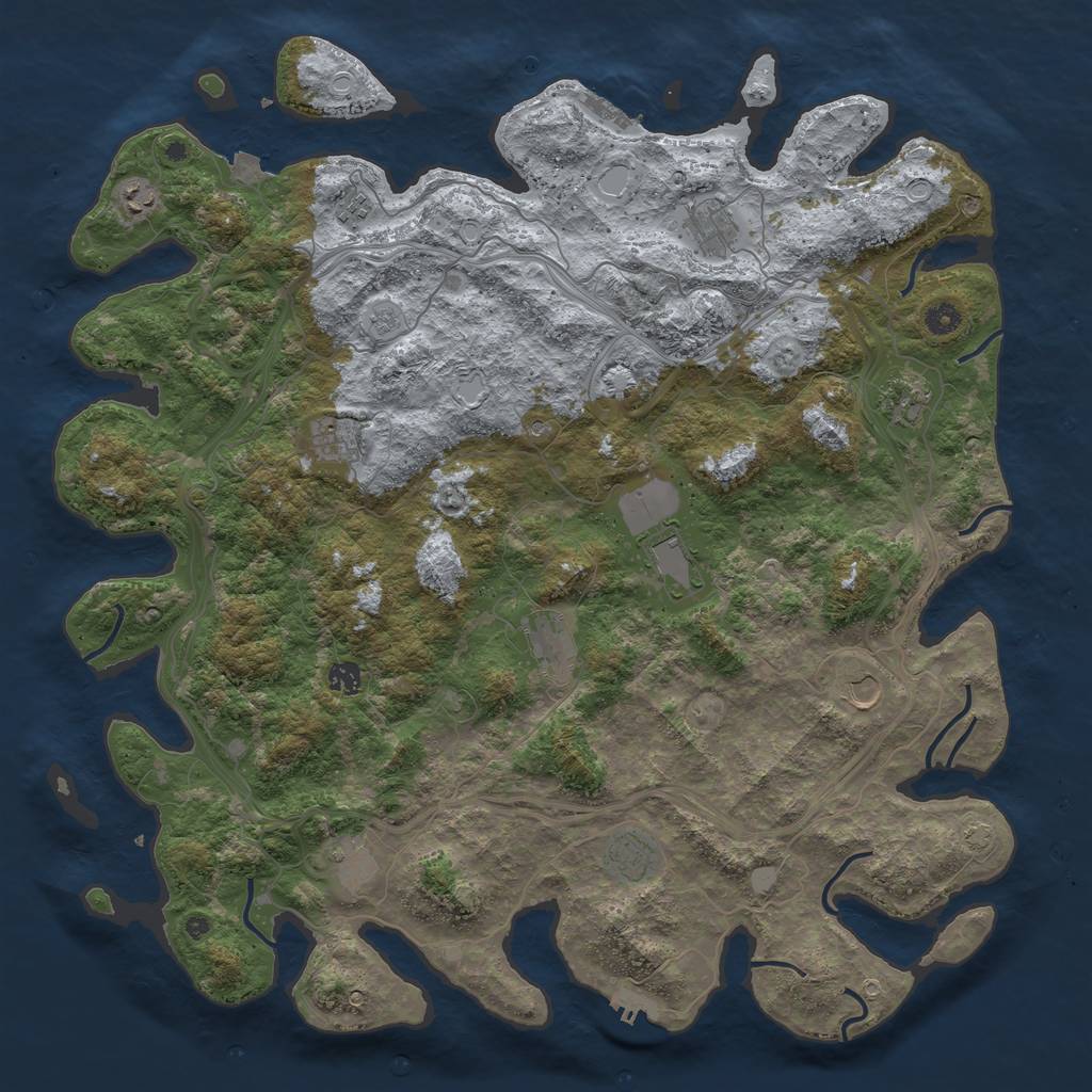 Rust Map: Procedural Map, Size: 4800, Seed: 73601416, 19 Monuments
