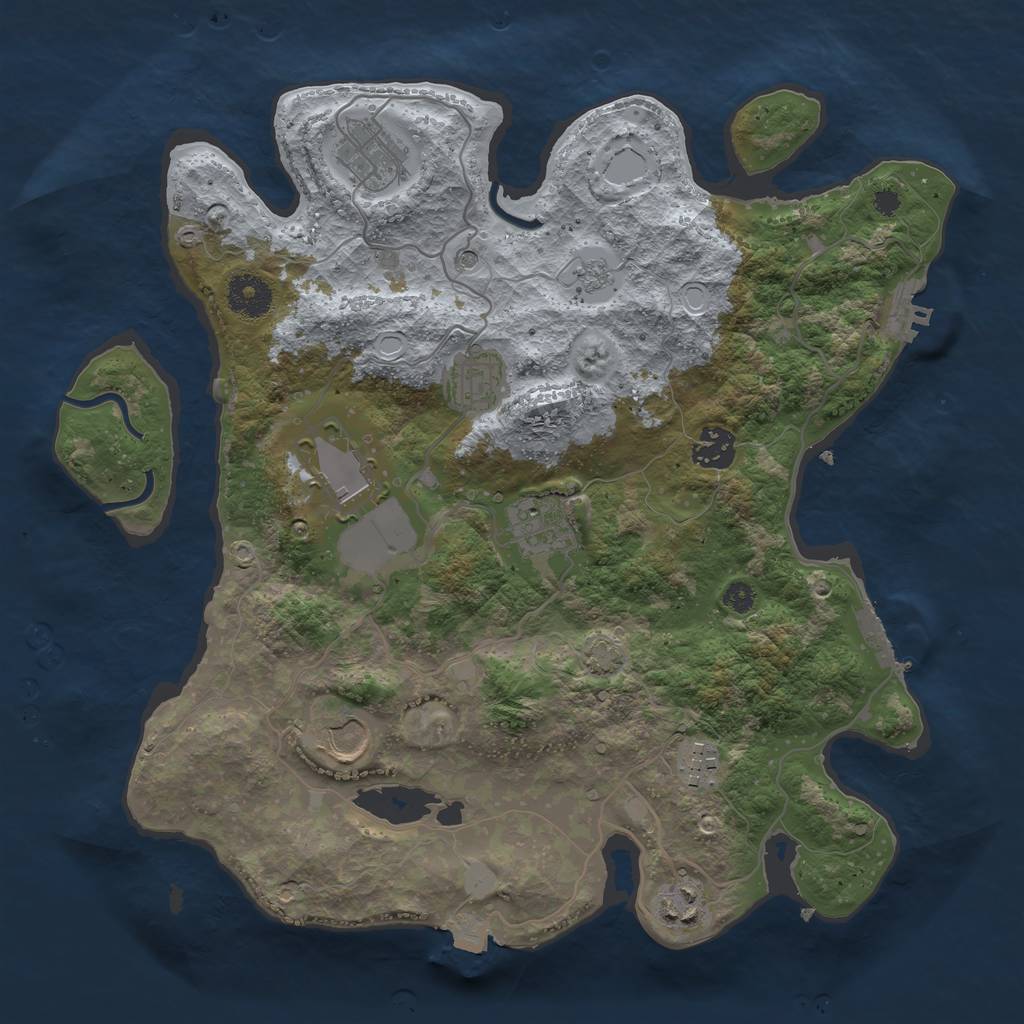Rust Map: Procedural Map, Size: 3500, Seed: 877235877, 16 Monuments