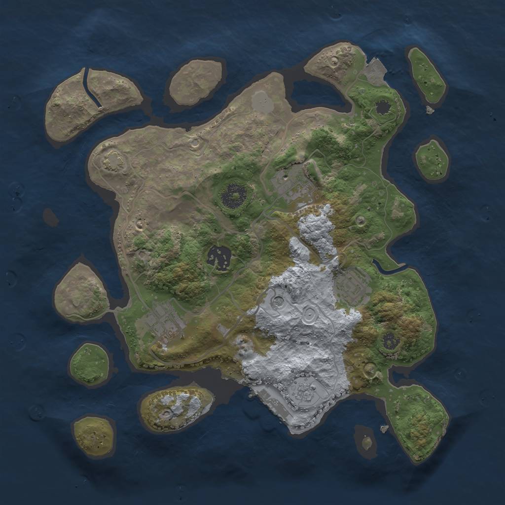 Rust Map: Procedural Map, Size: 3000, Seed: 1131743158, 11 Monuments