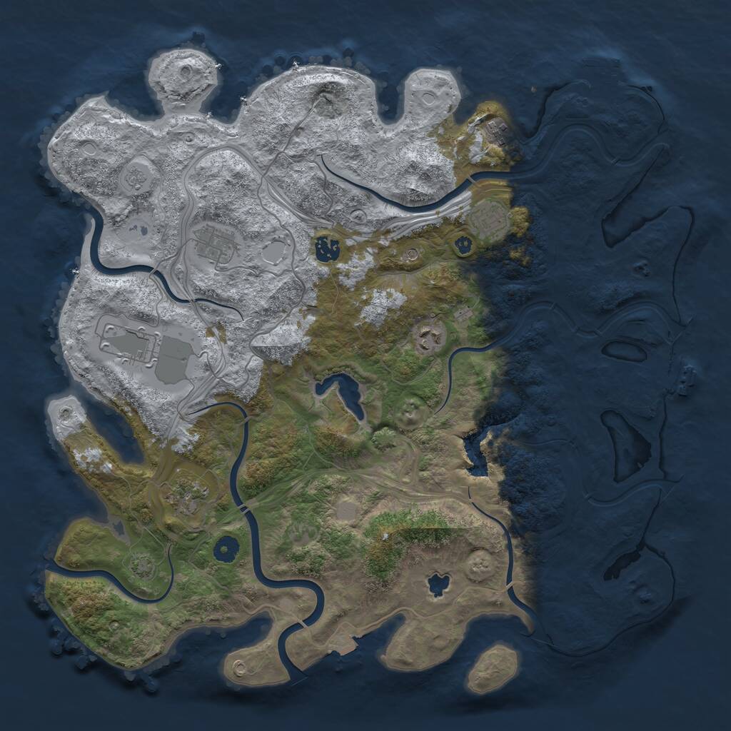 Rust Map: Procedural Map, Size: 4250, Seed: 1034876258, 13 Monuments