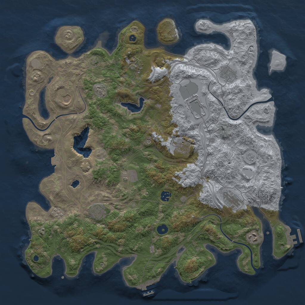 Rust Map: Procedural Map, Size: 4400, Seed: 87809270, 17 Monuments