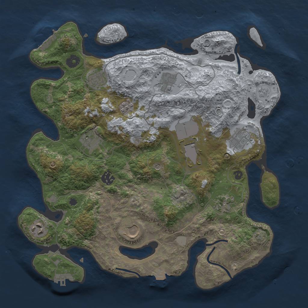 Rust Map: Procedural Map, Size: 3500, Seed: 1459026967, 18 Monuments