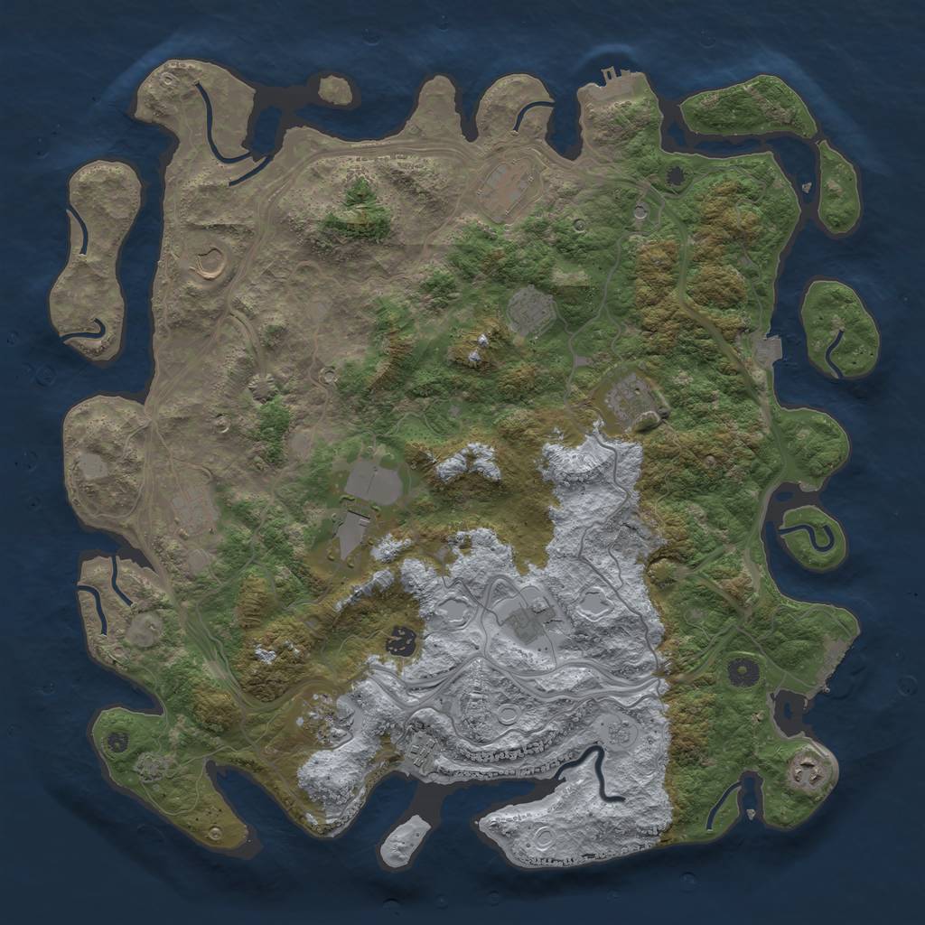 Rust Map: Procedural Map, Size: 4500, Seed: 198354549, 19 Monuments