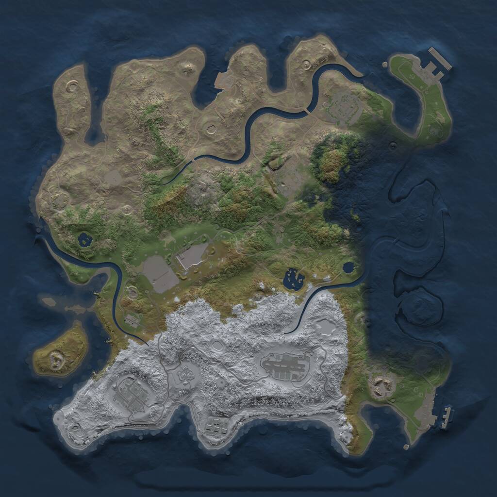 Rust Map: Procedural Map, Size: 3500, Seed: 7122023, 14 Monuments