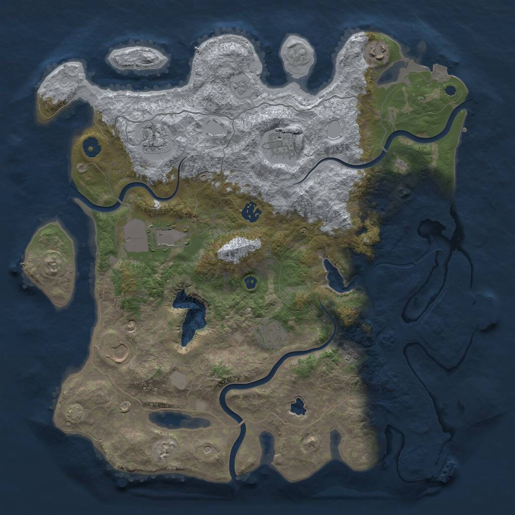 Rust Map: Procedural Map, Size: 4096, Seed: 877235877, 14 Monuments