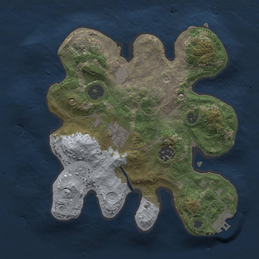 Rust Map: Procedural Map, Size: 2500, Seed: 2087884639, 9 Monuments