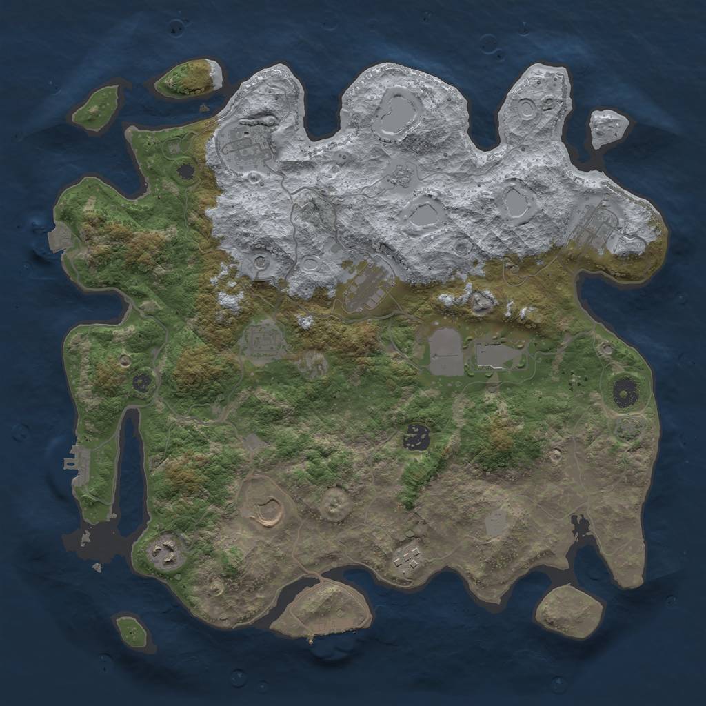 Rust Map: Procedural Map, Size: 3800, Seed: 114727212, 17 Monuments