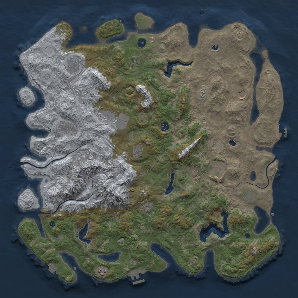 Rust Map: Procedural Map, Size: 5000, Seed: 50666, 17 Monuments