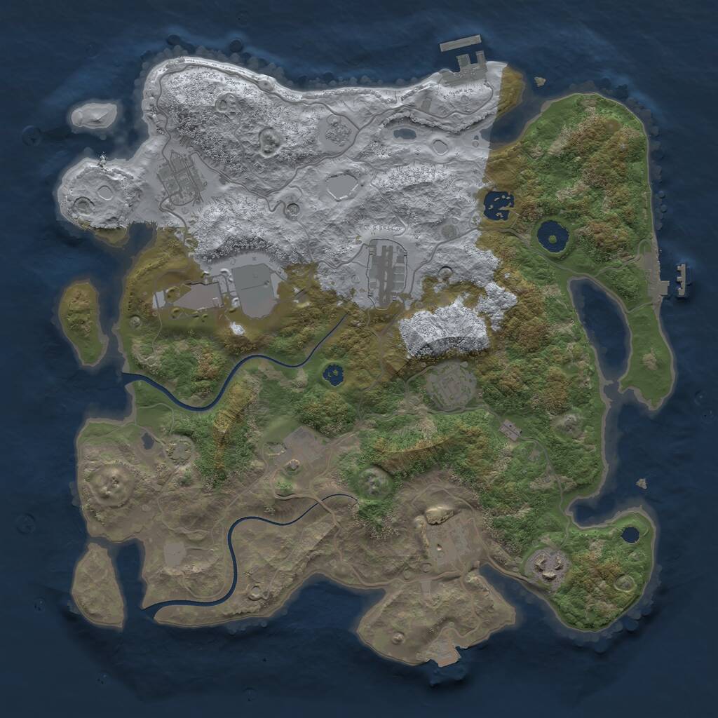 Rust Map: Procedural Map, Size: 3500, Seed: 858355809, 14 Monuments