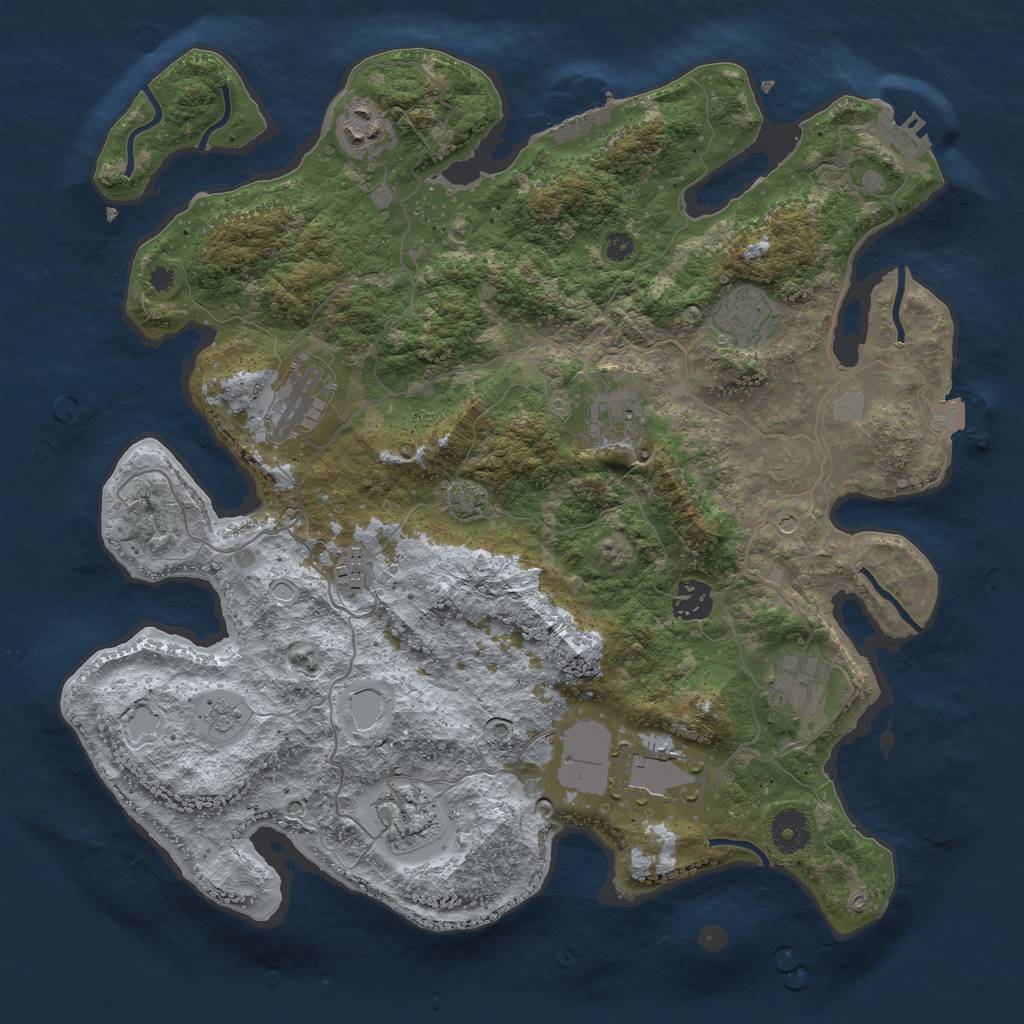 Rust Map: Procedural Map, Size: 3700, Seed: 784111620, 17 Monuments
