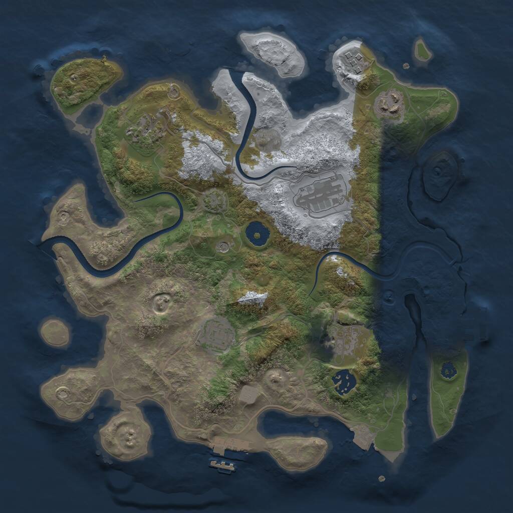 Rust Map: Procedural Map, Size: 3250, Seed: 1875199489, 12 Monuments