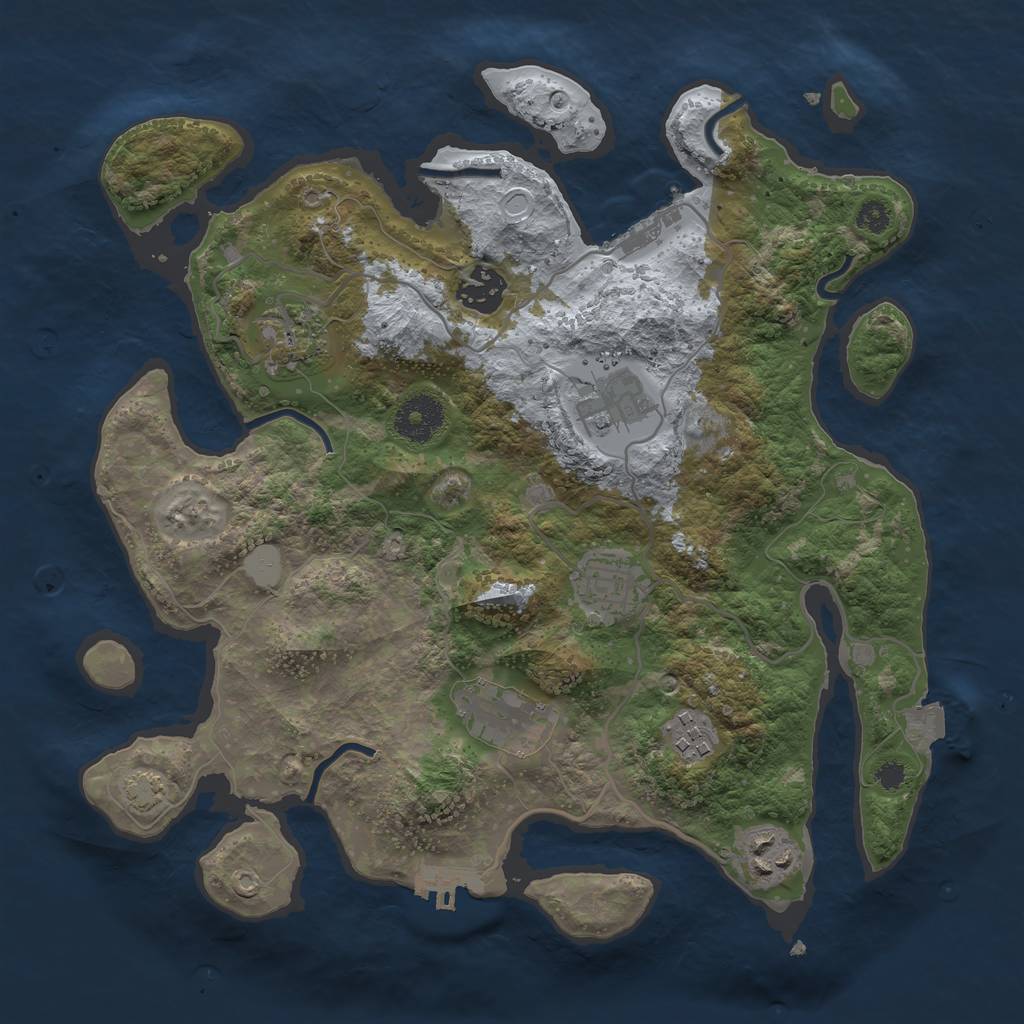 Rust Map: Procedural Map, Size: 3250, Seed: 1875199489, 13 Monuments