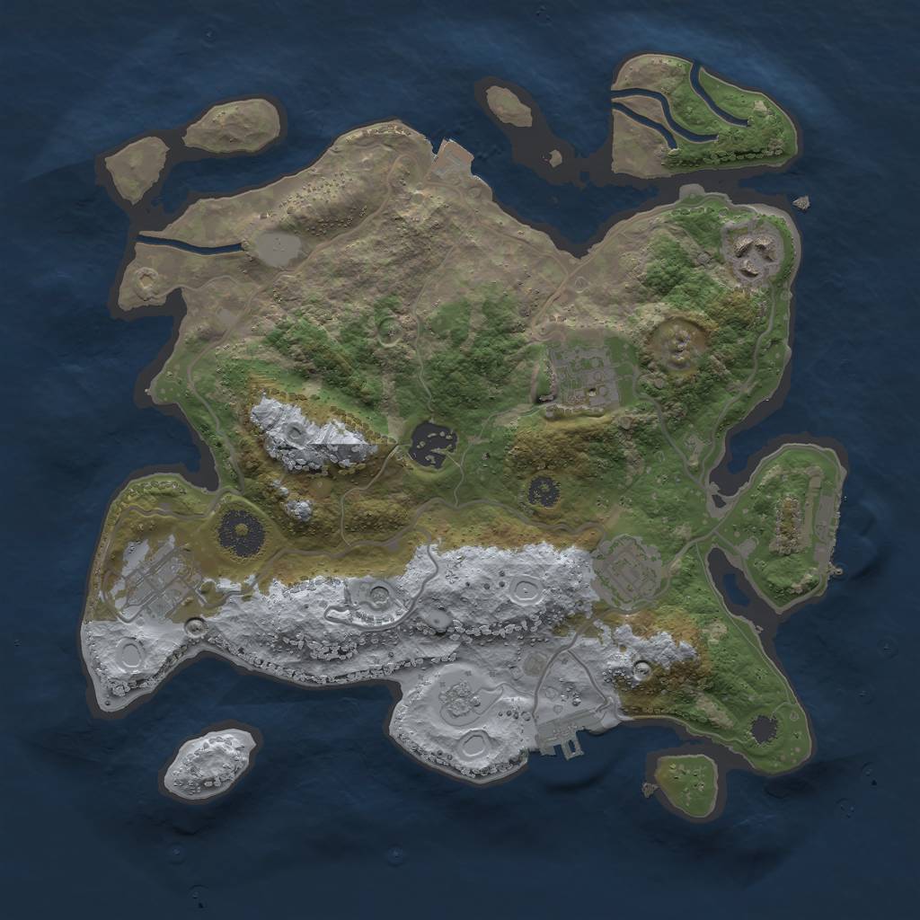 Rust Map: Procedural Map, Size: 3000, Seed: 1980869982, 12 Monuments