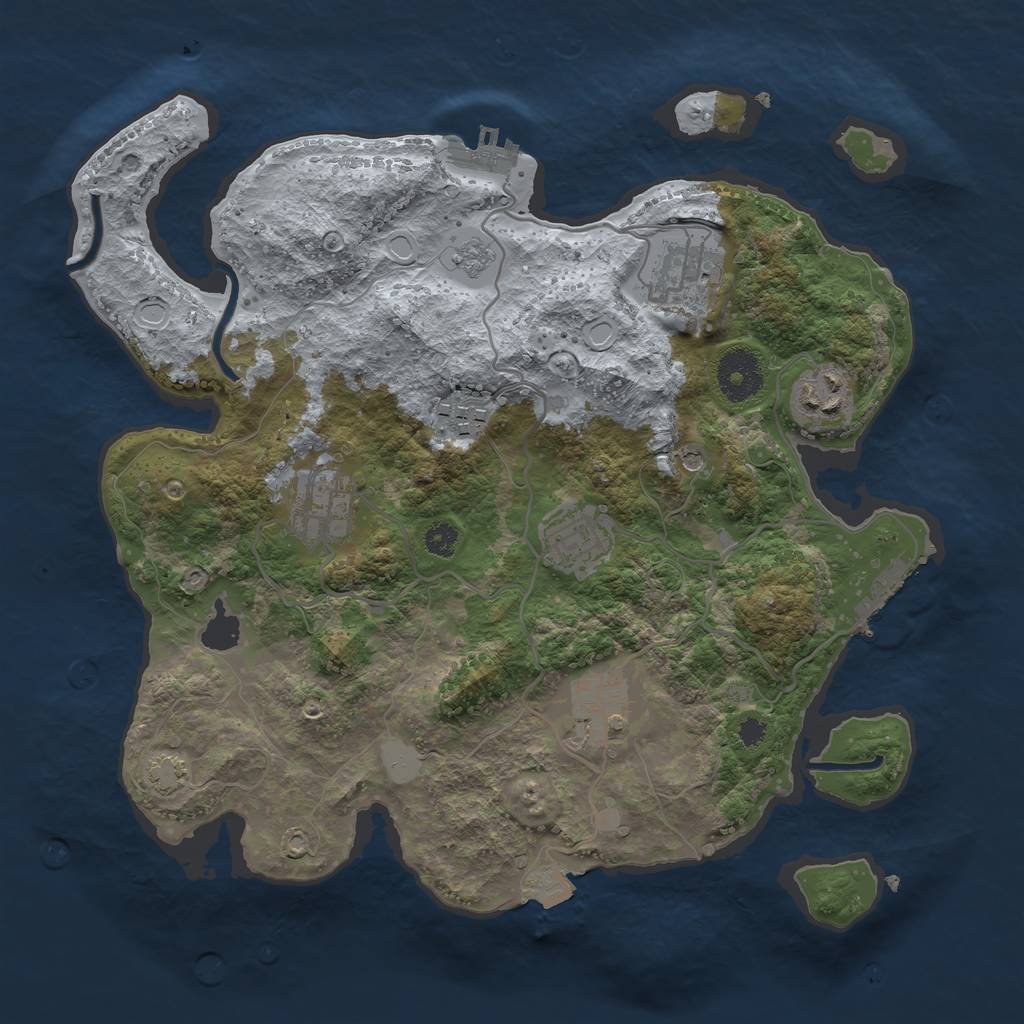 Rust Map: Procedural Map, Size: 3200, Seed: 258743339, 14 Monuments