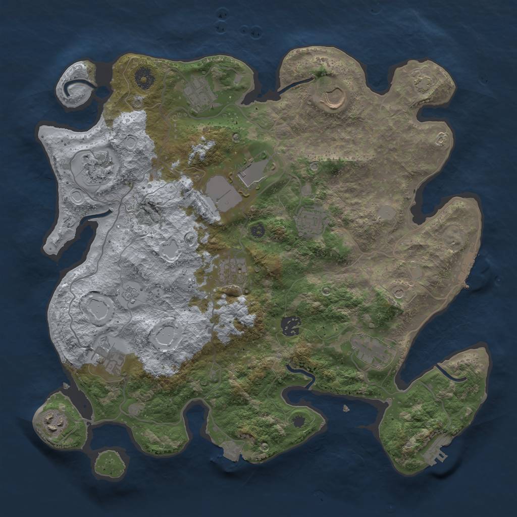 Rust Map: Procedural Map, Size: 3700, Seed: 1860725418, 18 Monuments