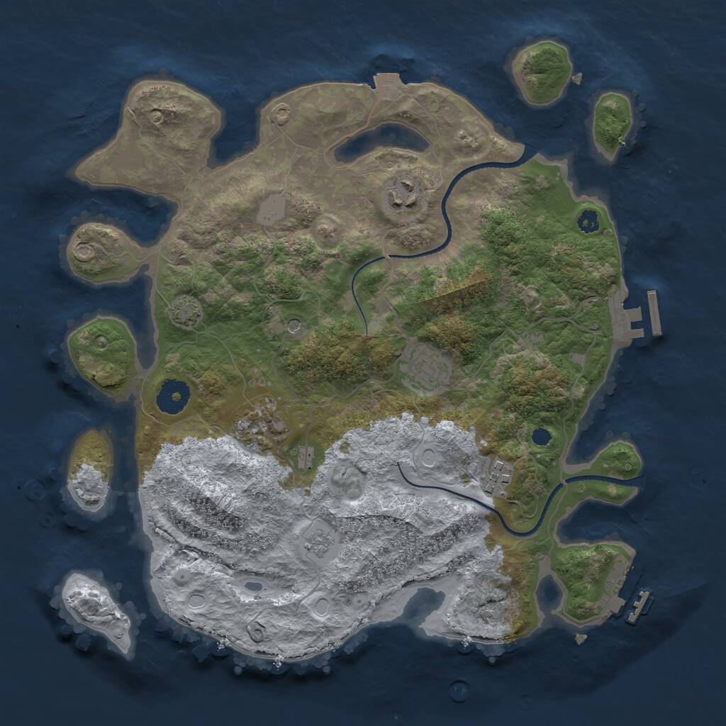 Rust Map: Procedural Map, Size: 3250, Seed: 16726, 10 Monuments