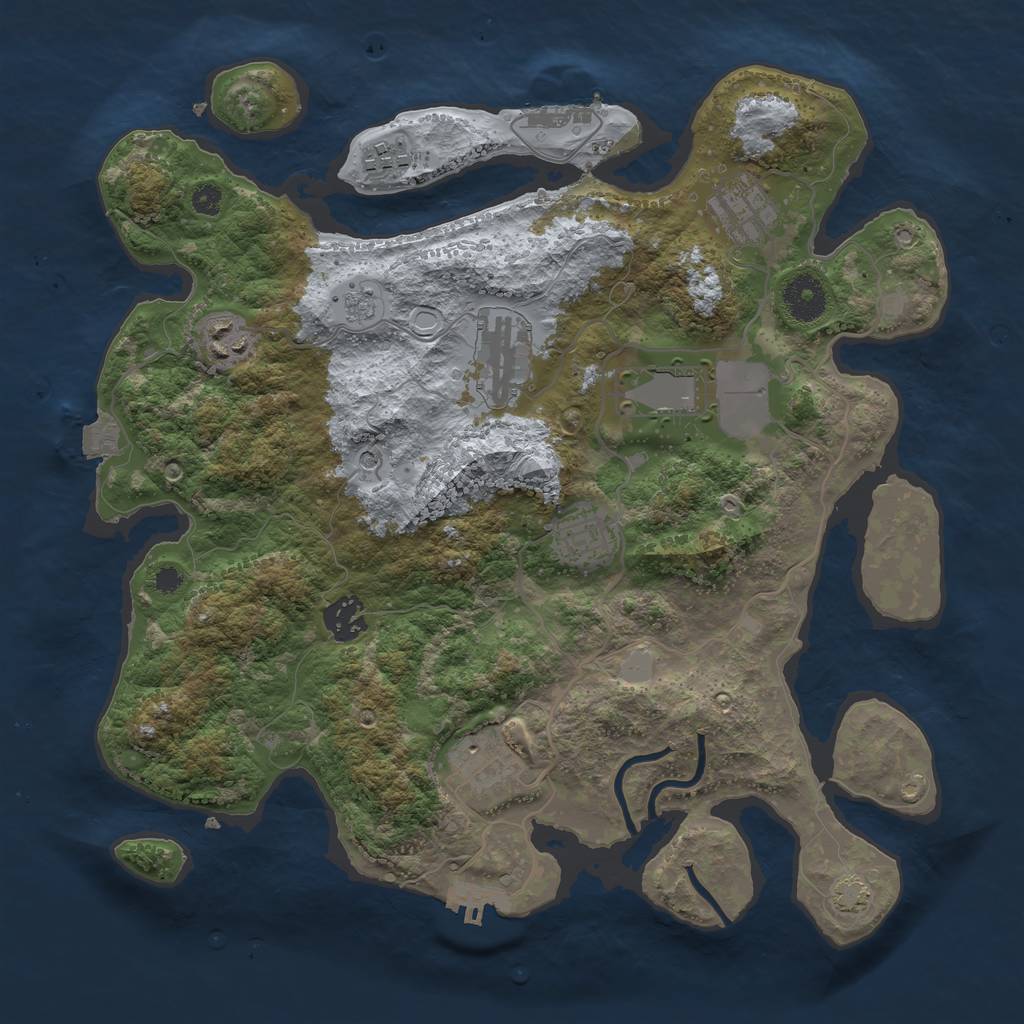 Rust Map: Procedural Map, Size: 3500, Seed: 509811686, 16 Monuments