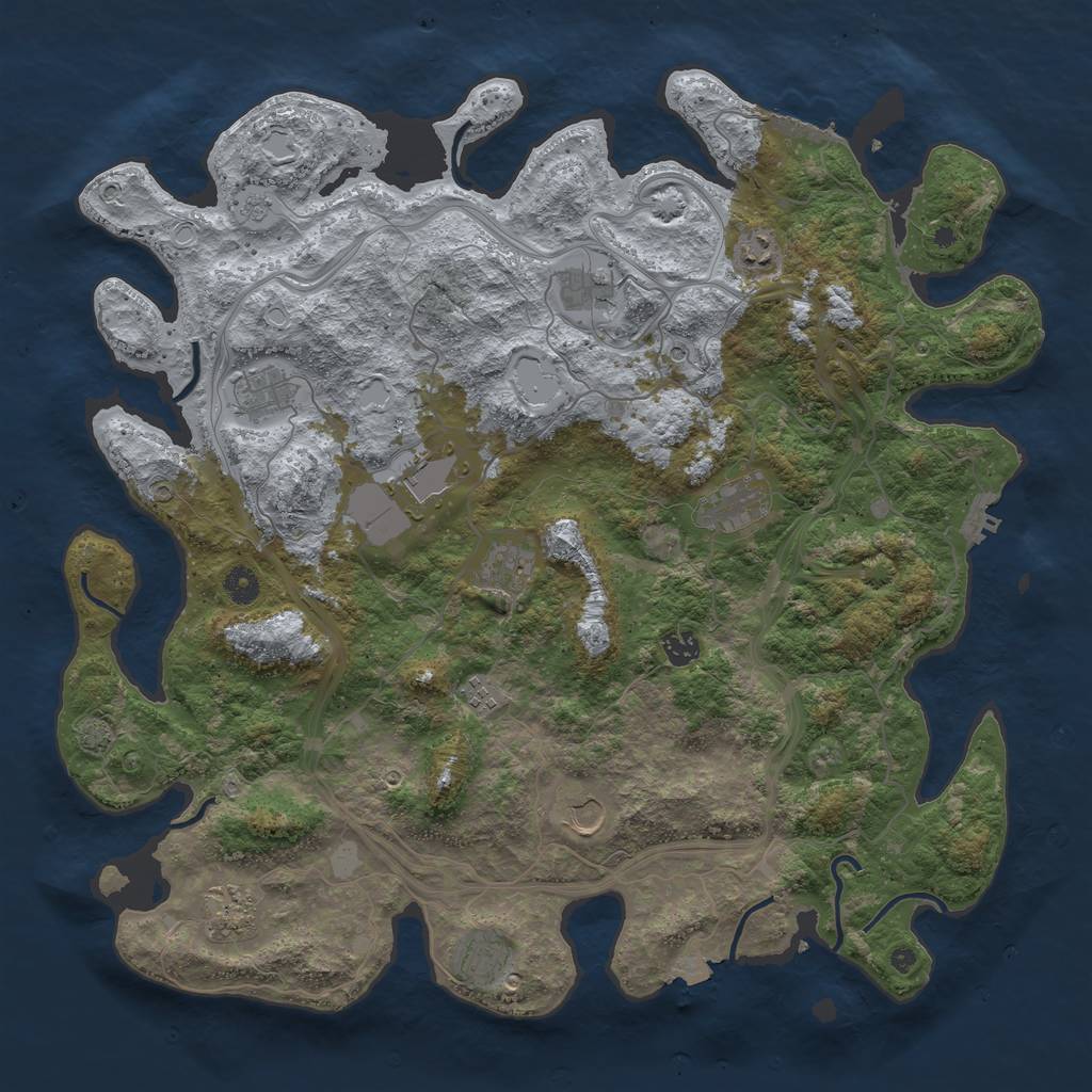 Rust Map: Procedural Map, Size: 4500, Seed: 5346785, 19 Monuments
