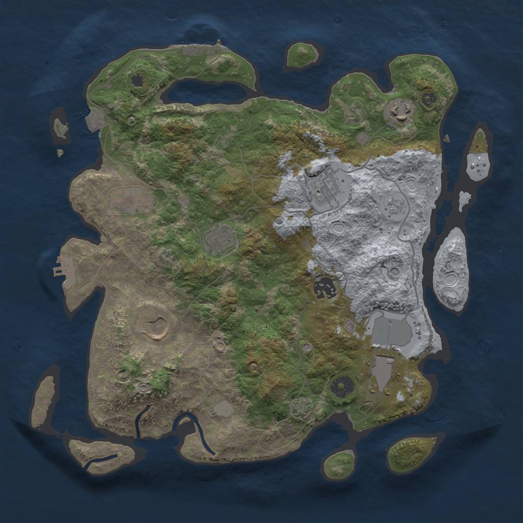 Rust Map: Procedural Map, Size: 3500, Seed: 1805831356, 15 Monuments
