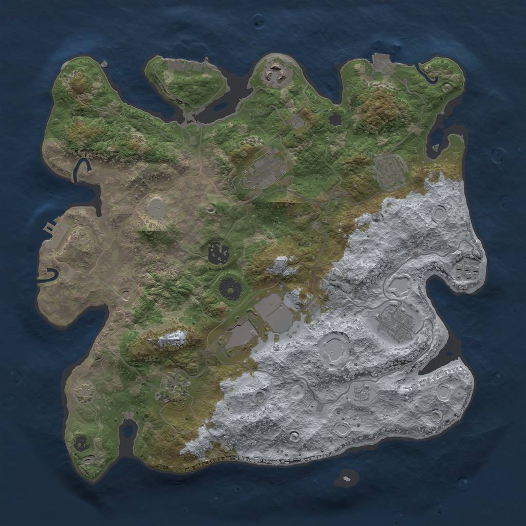 Rust Map: Procedural Map, Size: 3500, Seed: 1046619907, 16 Monuments