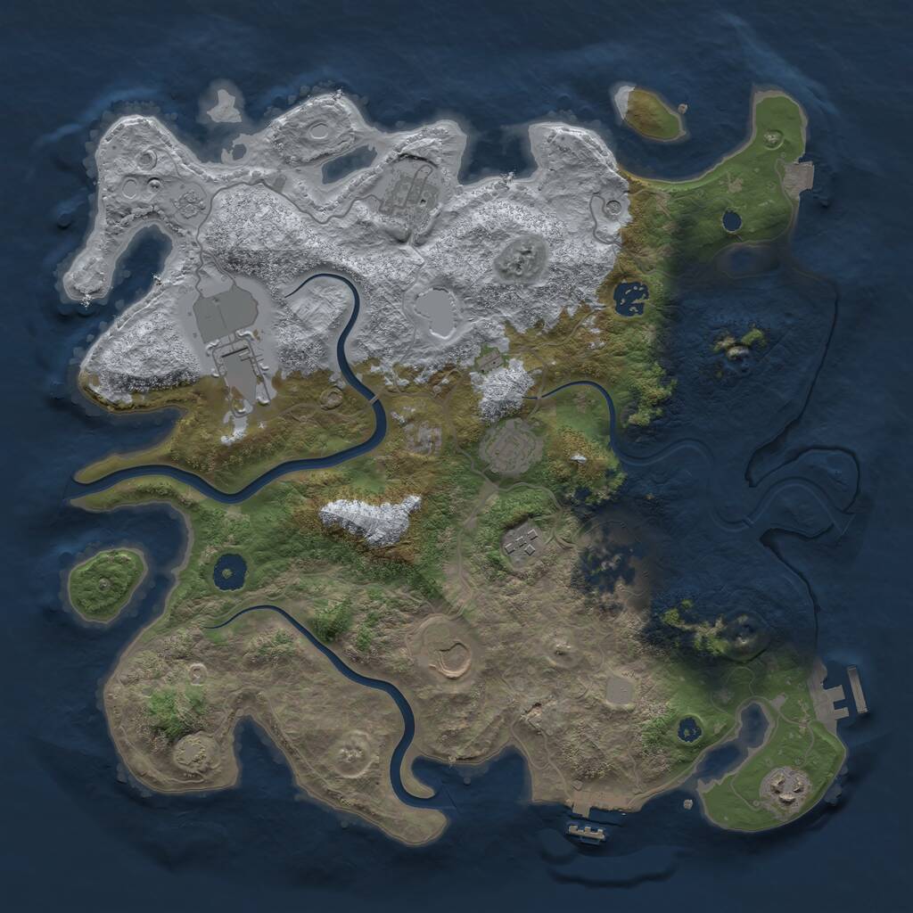 Rust Map: Procedural Map, Size: 3850, Seed: 2119727668, 14 Monuments