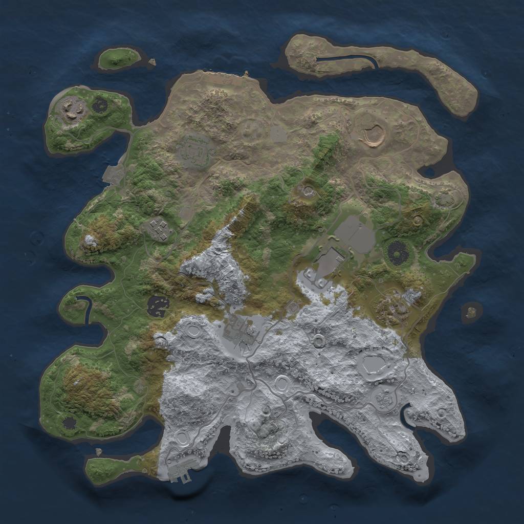 Rust Map: Procedural Map, Size: 3500, Seed: 528963214, 16 Monuments