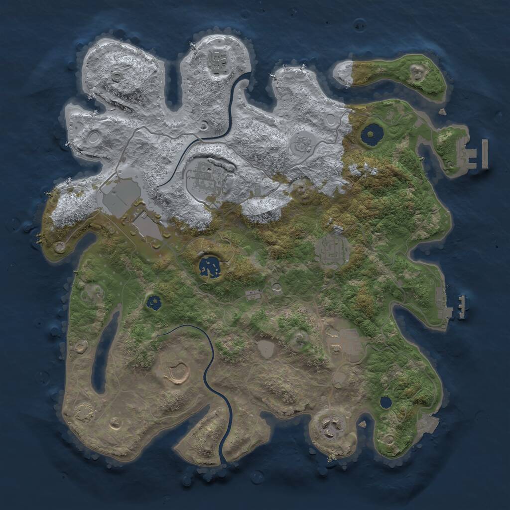 Rust Map: Procedural Map, Size: 3500, Seed: 389645082, 14 Monuments