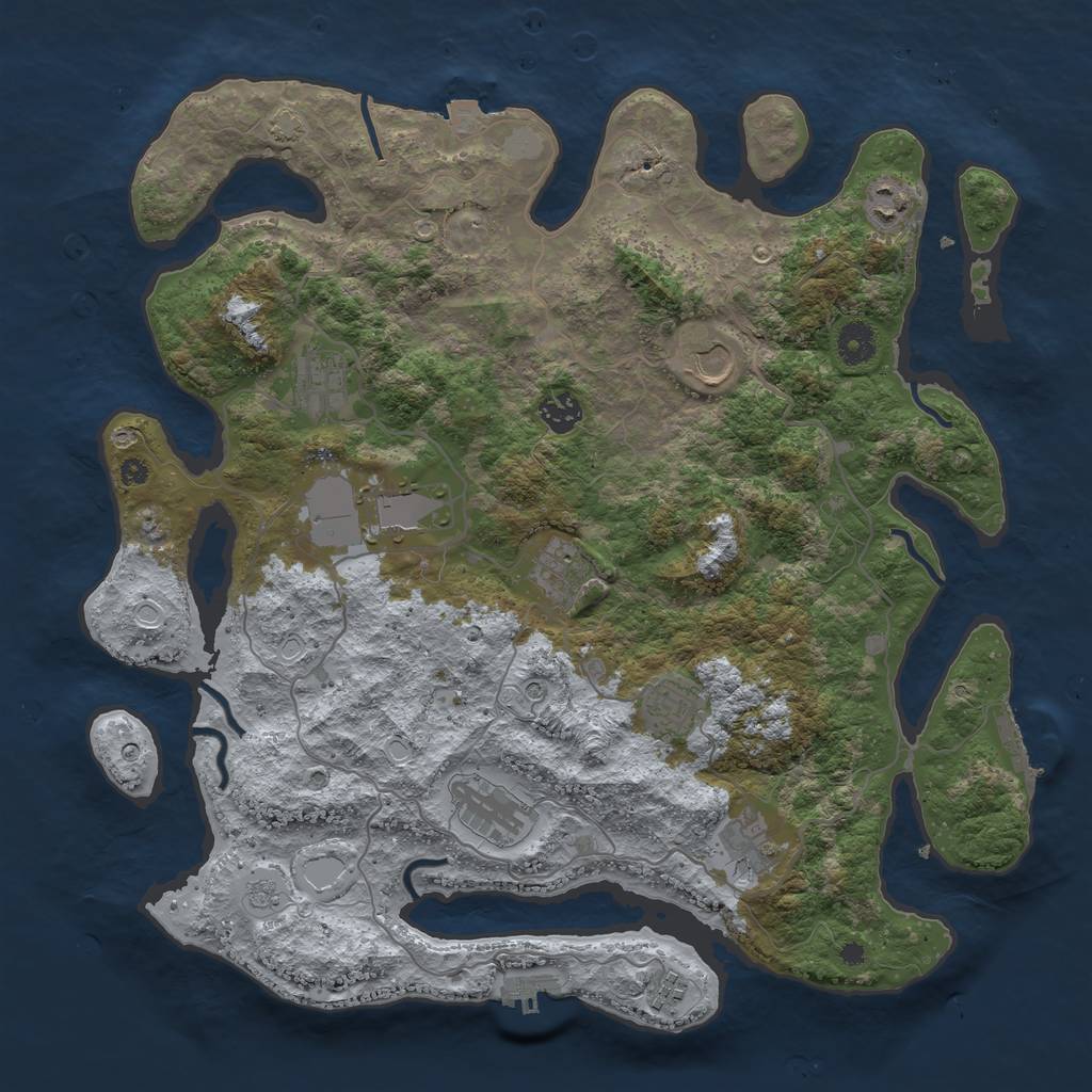 Rust Map: Procedural Map, Size: 4000, Seed: 1660, 18 Monuments