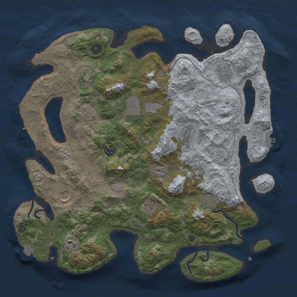 Rust Map: Procedural Map, Size: 4000, Seed: 513438172, 18 Monuments