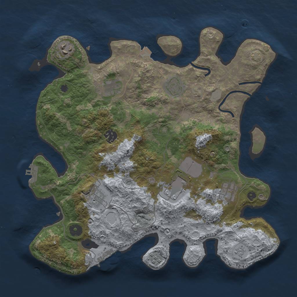 Rust Map: Procedural Map, Size: 3500, Seed: 1068997, 16 Monuments