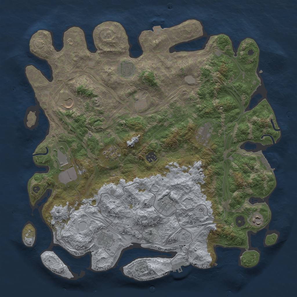 Rust Map: Procedural Map, Size: 4250, Seed: 2091920647, 19 Monuments